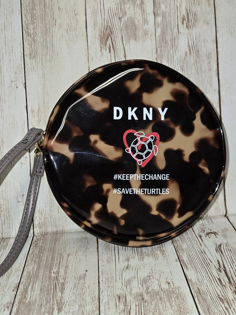 DKNY Save The Turtles Round Wristlet Tortoiseshell Mini Clutch Bag